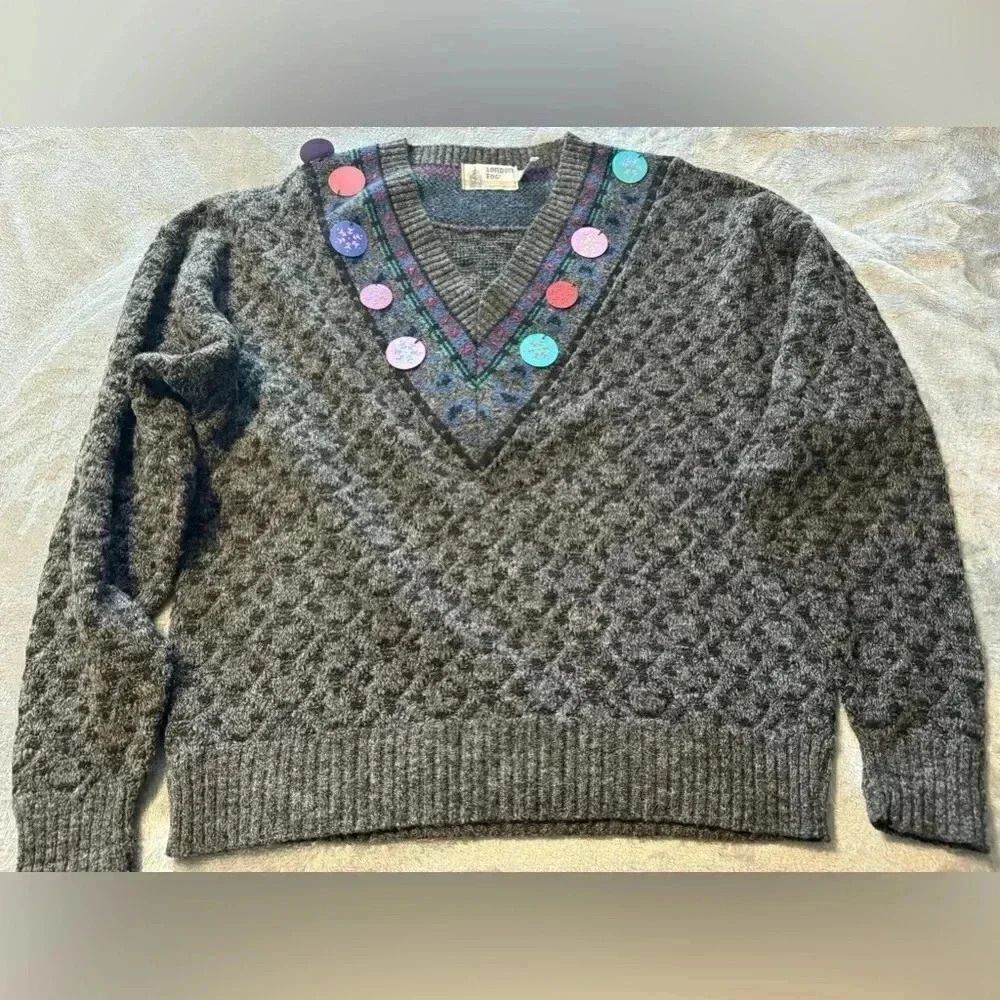 Vintage London Fog Holiday Sweater | Size XL | Gray